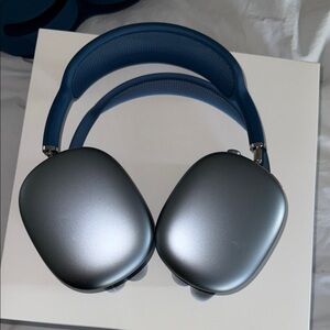 Silver and Blue Over-Ear Headphones